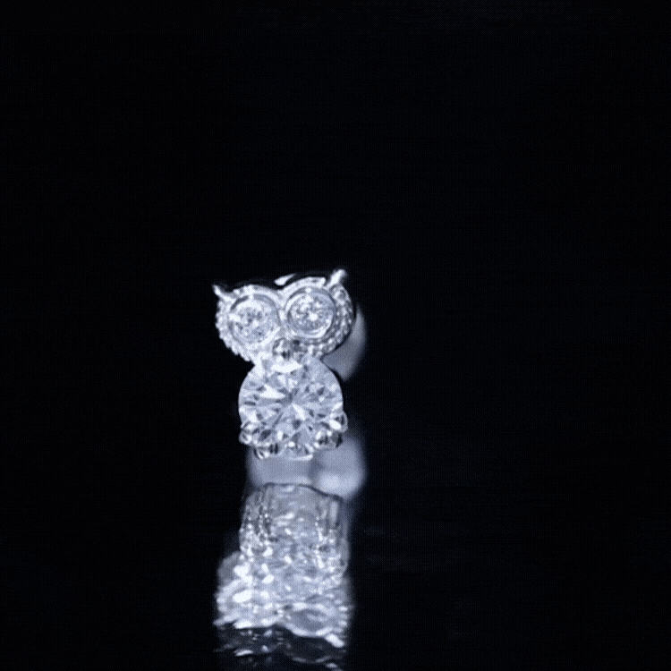 Diamond Owl Earring for Cartilage Piercing Natural - ( HI-SI ) - Rosec Jewels