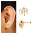Diamond Evil Eye Earring for Upper Lobe Piercing Natural - ( HI-SI ) - Rosec Jewels