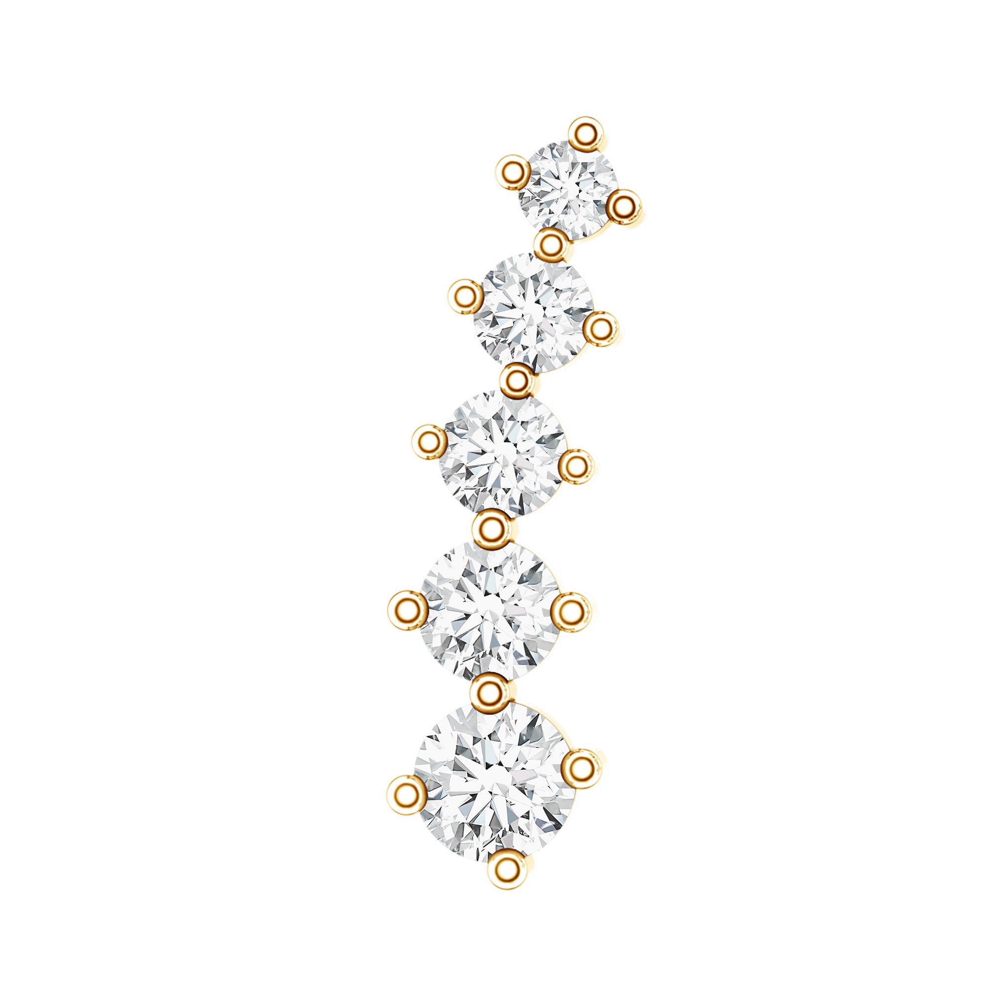 Minimal Graduated Diamond Crawler Earring Natural - ( HI-SI ) - Rosec Jewels