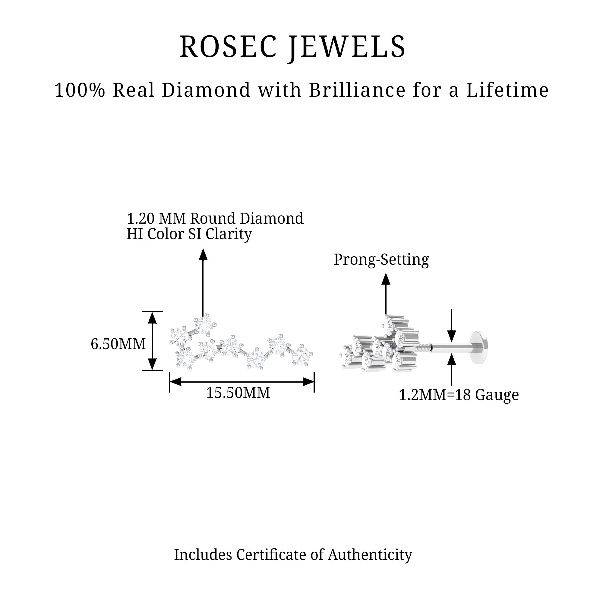 Certified Diamond Scorpio Zodiac Earring for Helix Piercing Natural - ( HI-SI ) - Rosec Jewels