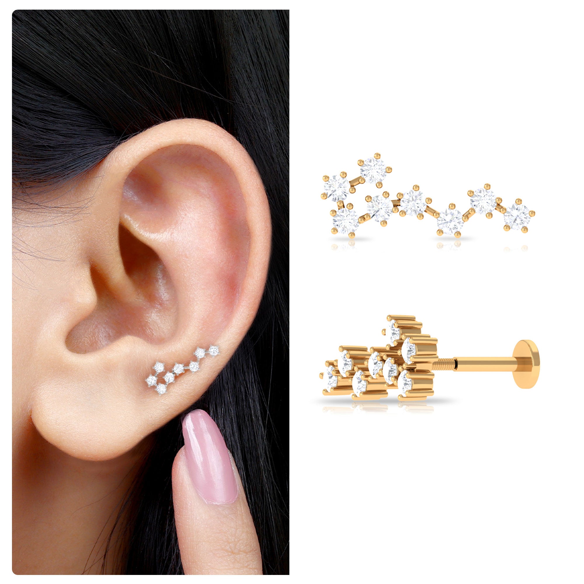 Certified Diamond Scorpio Zodiac Earring for Helix Piercing Natural - ( HI-SI ) - Rosec Jewels