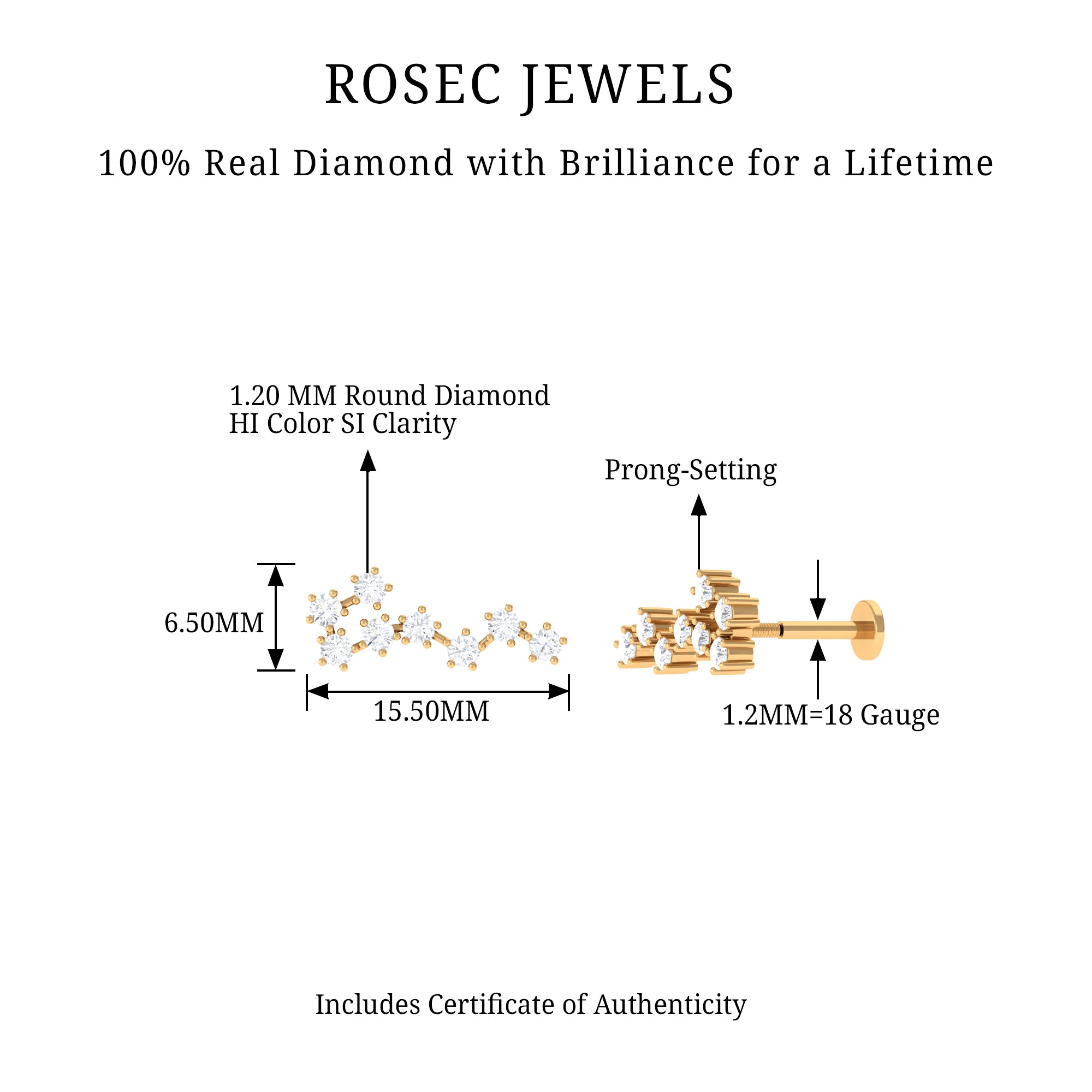 Certified Diamond Scorpio Zodiac Earring for Helix Piercing Natural - ( HI-SI ) - Rosec Jewels