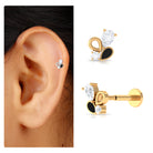 Rosec Jewels-Diamond Helix Earring with Black Enamel