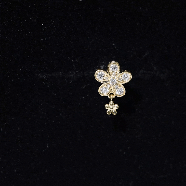 Moissanite Flower Drop Earring for Helix Piercing Moissanite - ( D-VS1 ) - Color and Clarity - Rosec Jewels