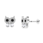 Black Diamond Cute Owl Cartilage Earring with Moissanite Black Diamond - ( AAA ) - Quality - Rosec Jewels