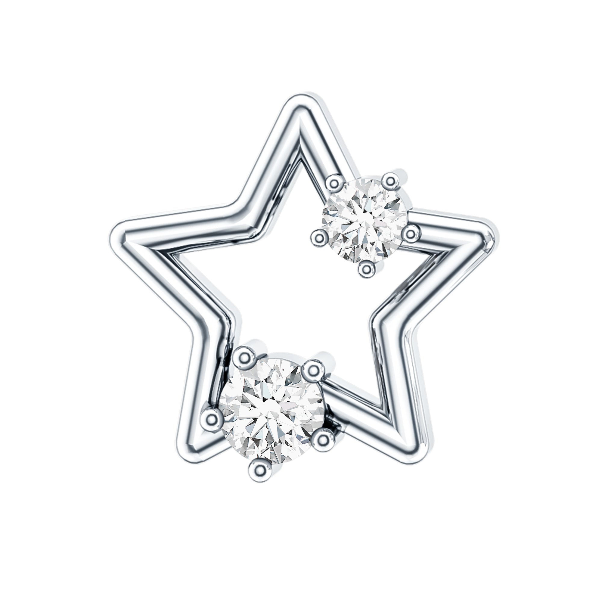 Certified Moissanite Star Shaped Earring for Upper Lobe Piercing D-VS1 - Rosec Jewels