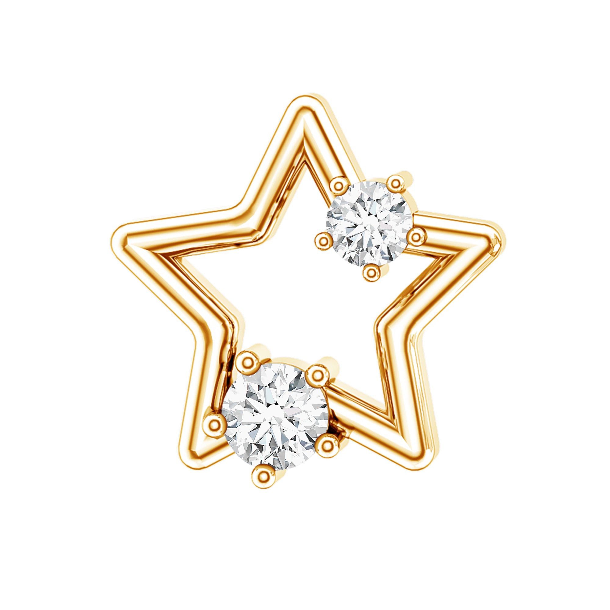 Certified Moissanite Star Shaped Earring for Upper Lobe Piercing D-VS1 - Rosec Jewels