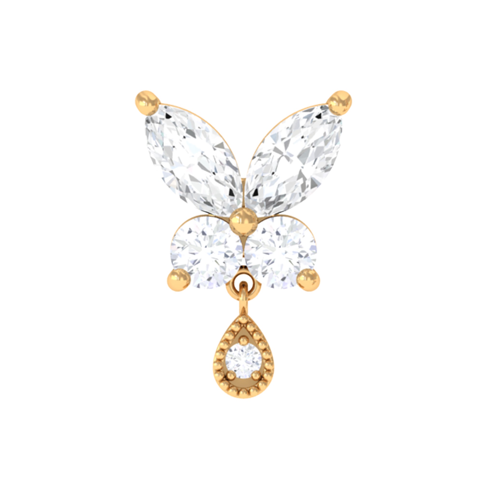 Marquise Moissanite Butterfly Dangle Earring D-VS1 - Rosec Jewels