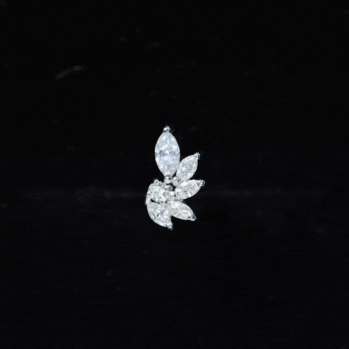 Marquise Cut Moissanite Cluster Cartilage Earring Moissanite - ( D-VS1 ) - Color and Clarity - Rosec Jewels
