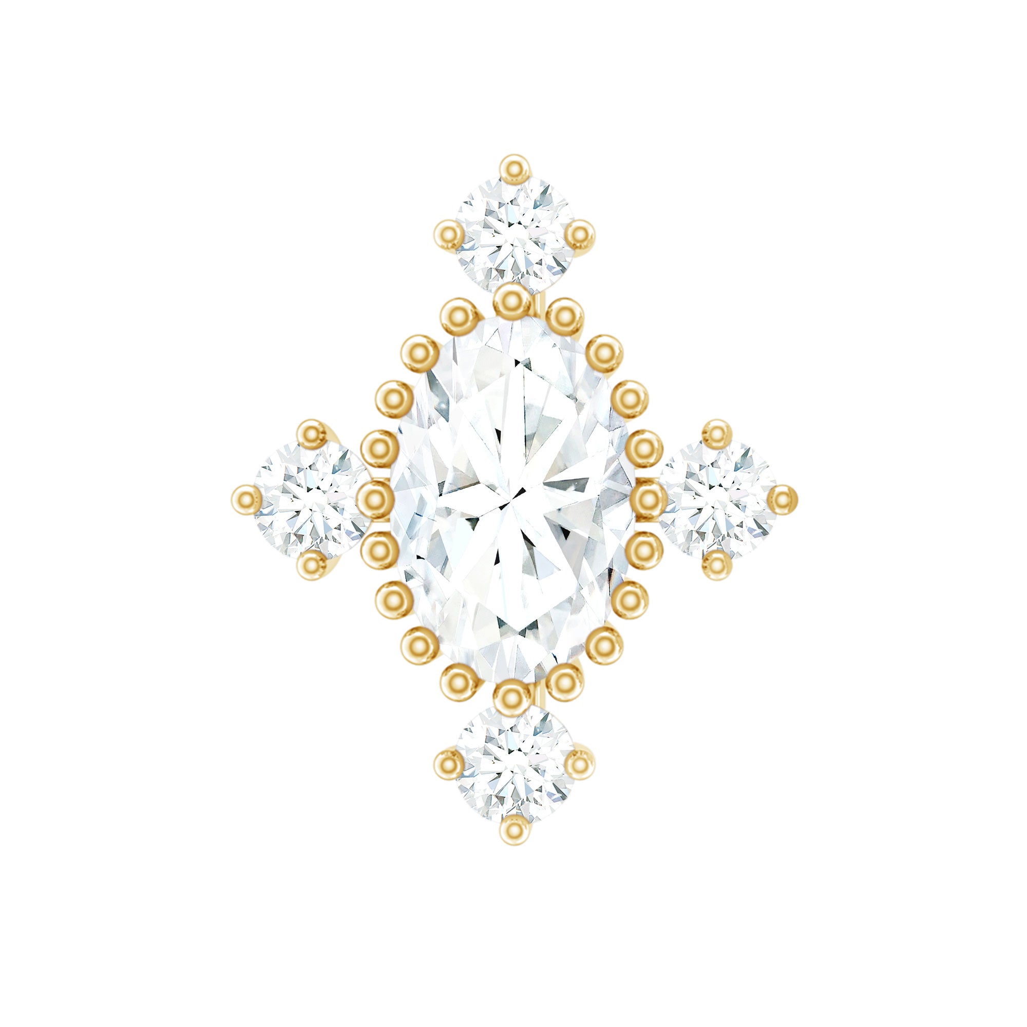 Vintage Inspired Moissanite Oval Conch Earring in Gold