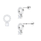 Simple Moissanite Open Circle Cartilage Earring Moissanite - ( D-VS1 ) - Color and Clarity - Rosec Jewels