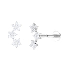 Exquisite Moissanite Flower Crawler Earring in Prong Setting Moissanite - ( D-VS1 ) - Color and Clarity - Rosec Jewels