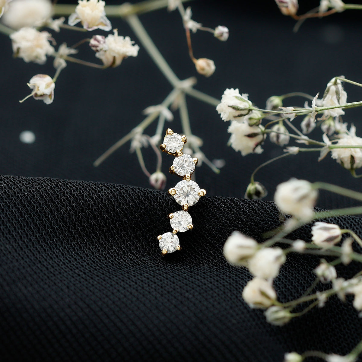 Graduated Style Diamond Crawler Earring for Women Natural - ( HI-SI ) - Rosec Jewels