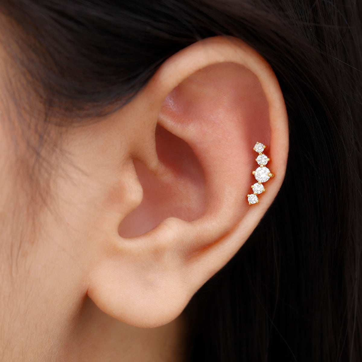 Graduated Style Diamond Crawler Earring for Women Natural - ( HI-SI ) - Rosec Jewels
