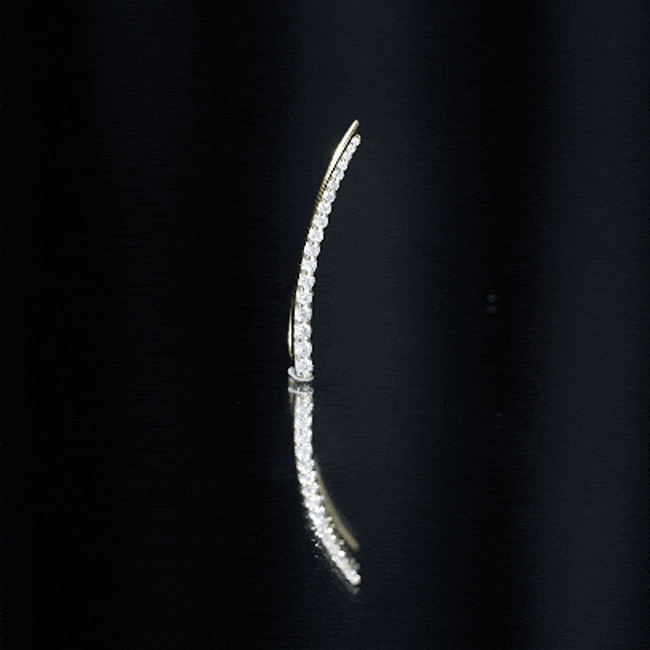 Minimalist Moissanite Curved Climber Earring D-VS1 - Rosec Jewels