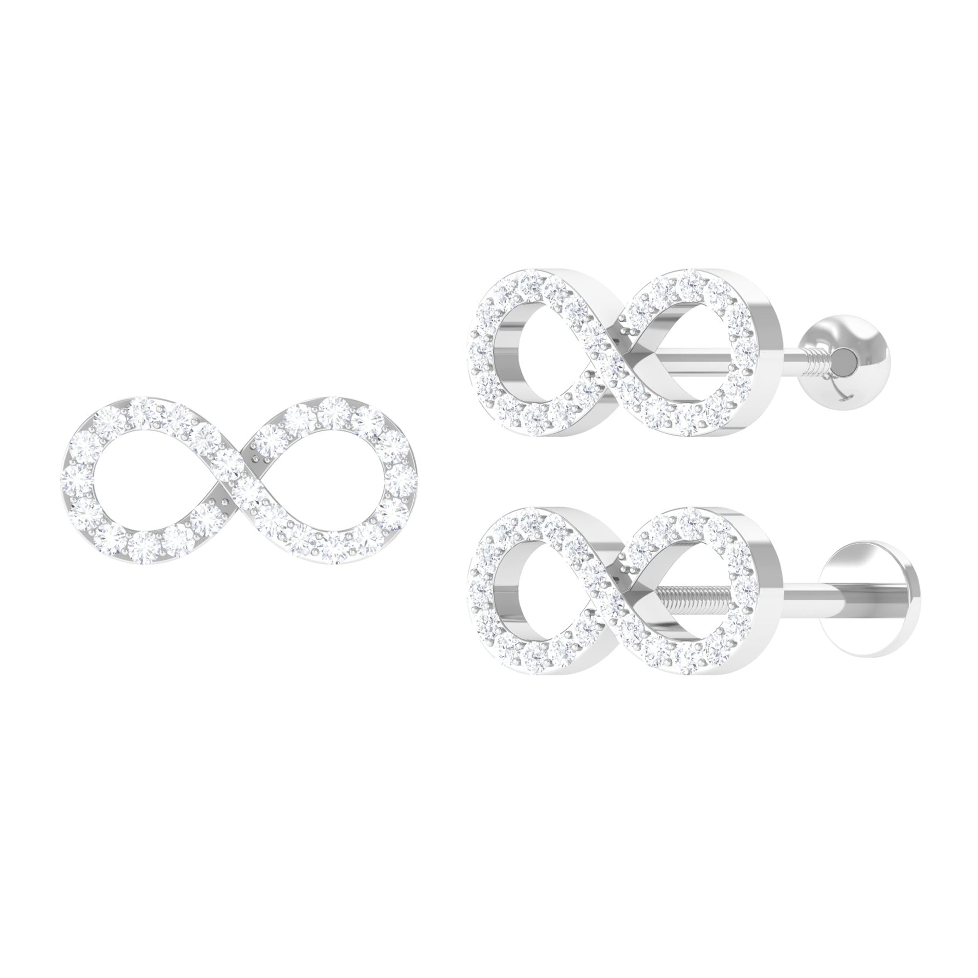 Moissanite Gold Infinity Cartilage Earring Moissanite - ( D-VS1 ) - Color and Clarity - Rosec Jewels