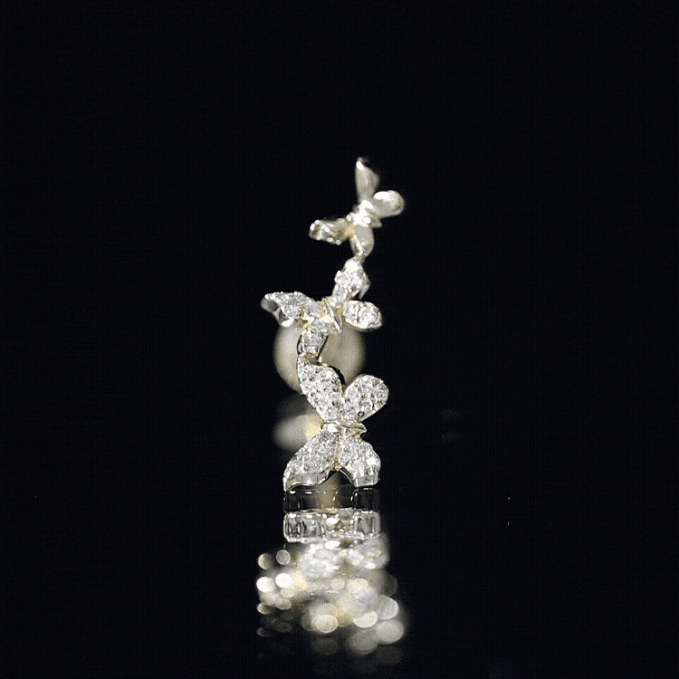 Moissanite Butterfly Climber Earring for Helix Piercing D-VS1 - Rosec Jewels