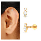 Dainty Pear and Round Cut Moissanite Tragus Earring D-VS1 - Rosec Jewels