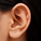 Dainty Pear and Round Cut Moissanite Tragus Earring Moissanite - ( D-VS1 ) - Color and Clarity - Rosec Jewels