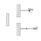 Round Moissanite Bar Earring for Cartilage Piercing Moissanite - ( D-VS1 ) - Color and Clarity - Rosec Jewels