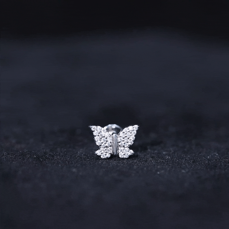 Exquisite Moissanite Butterfly Cartilage Earring Moissanite - ( D-VS1 ) - Color and Clarity - Rosec Jewels