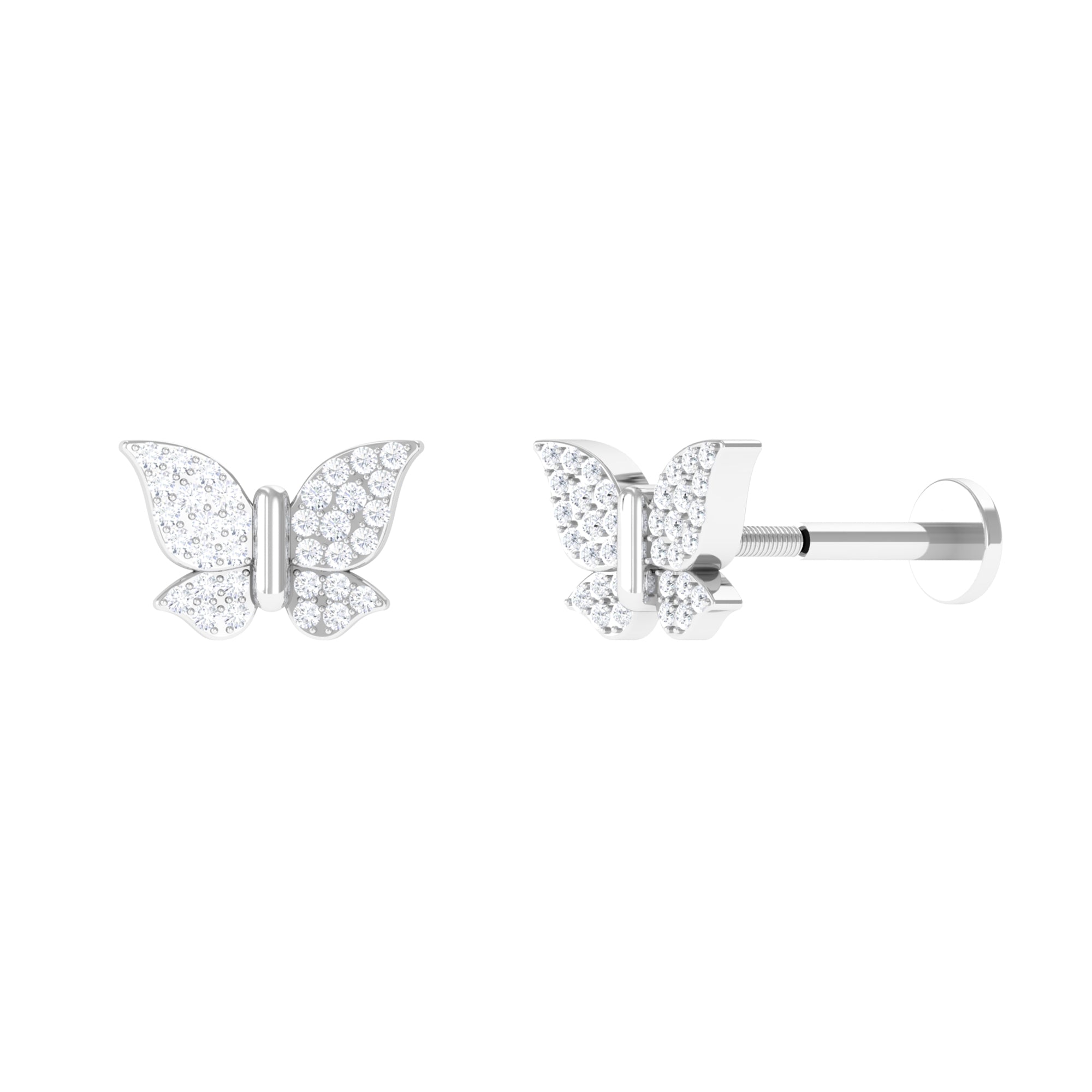Exquisite Moissanite Butterfly Cartilage Earring Moissanite - ( D-VS1 ) - Color and Clarity - Rosec Jewels