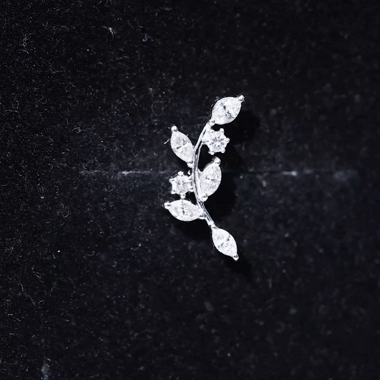 Moissanite Leaf Climber Earring for Helix Piercing Moissanite - ( D-VS1 ) - Color and Clarity - Rosec Jewels