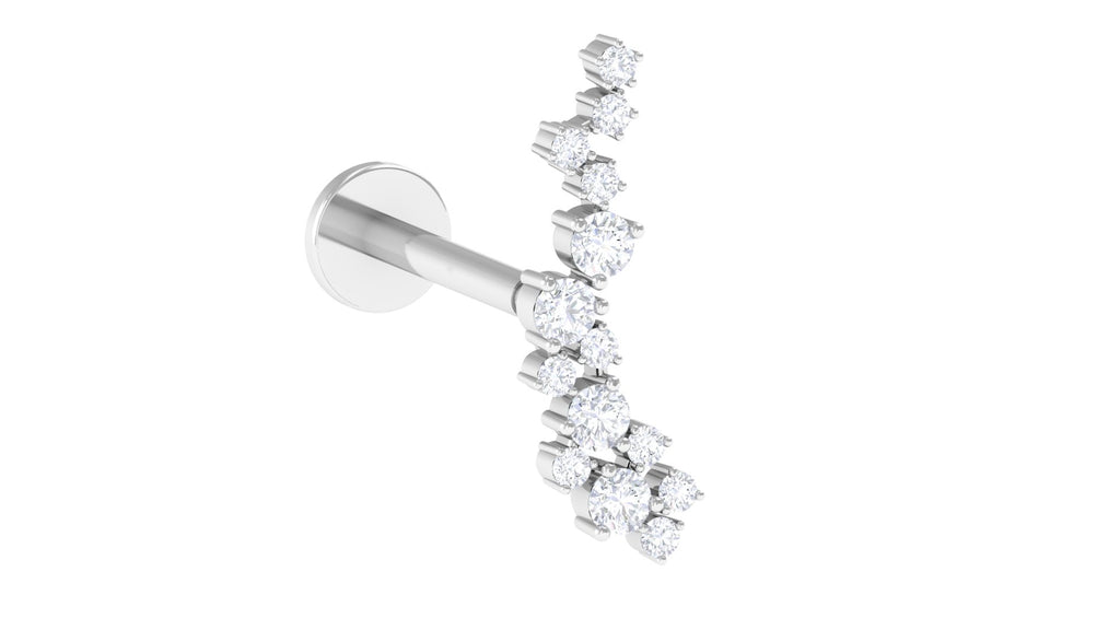 Natural Diamond Cluster Crawler Earring for Helix Piercing Diamond - ( HI-SI ) - Color and Clarity - Rosec Jewels