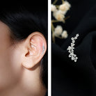 Diamond Cluster Crawler Earring for Helix Piercing Natural - ( HI-SI ) - Rosec Jewels