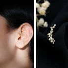 Diamond Cluster Crawler Earring for Helix Piercing Natural - ( HI-SI ) - Rosec Jewels