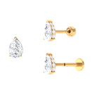 Pear Shaped Moissanite Solitaire Cartilage Earring Moissanite - ( D-VS1 ) - Color and Clarity - Rosec Jewels