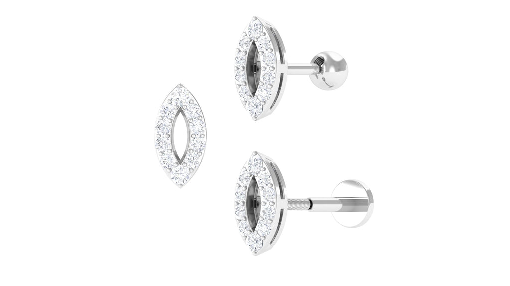 Minimalist Moissanite Tragus Earring in Pave Setting Moissanite - ( D-VS1 ) - Color and Clarity - Rosec Jewels