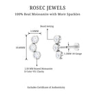 Bezel Set Moissanite Three Stone Crawler Earring D-VS1 - Rosec Jewels