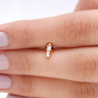 Tiny Diamond Three Stone Bar Tragus Earring Diamond - ( HI-SI ) - Color and Clarity - Rosec Jewels