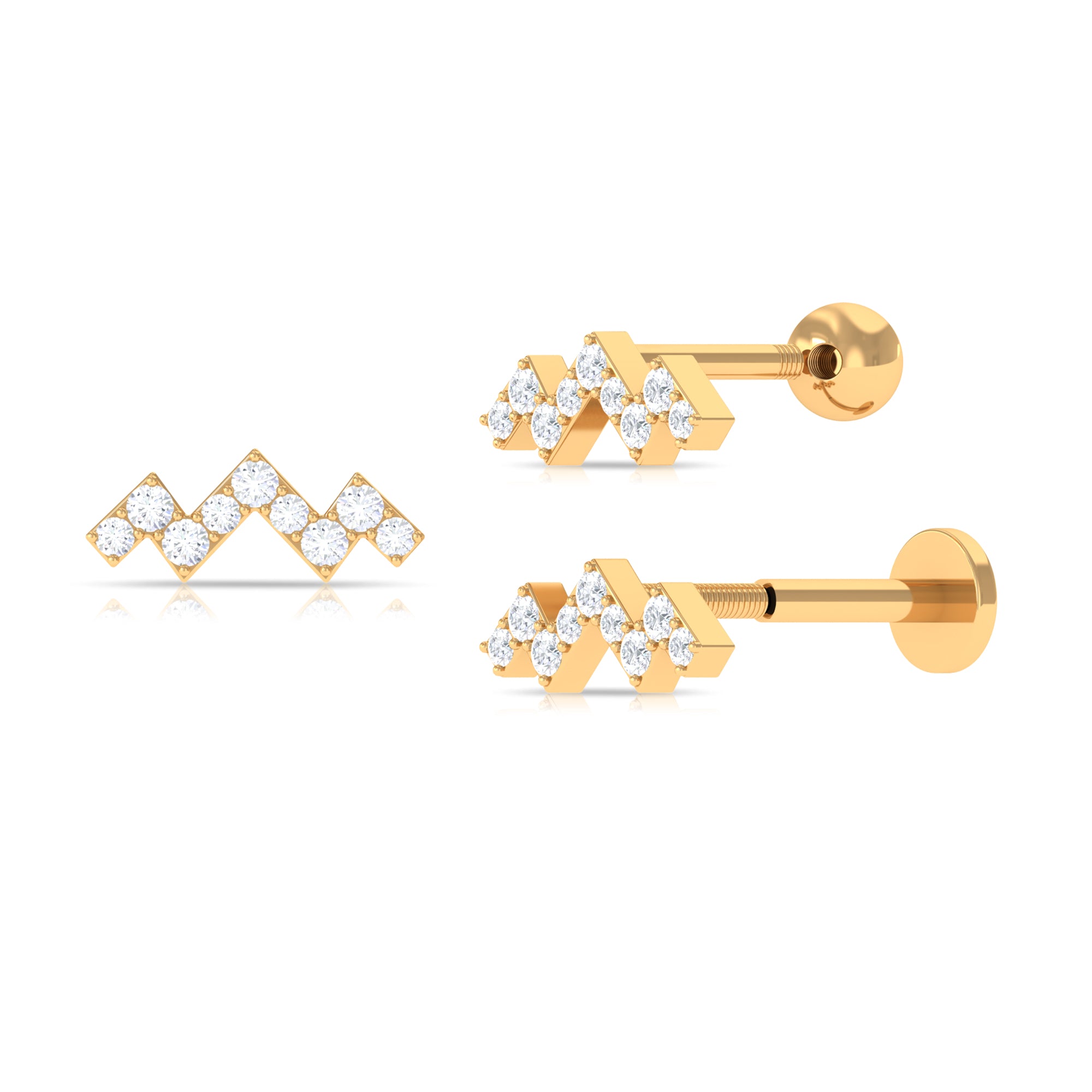 Unique Real Diamond Zigzag Cartilage Earring Diamond - ( HI-SI ) - Color and Clarity - Rosec Jewels