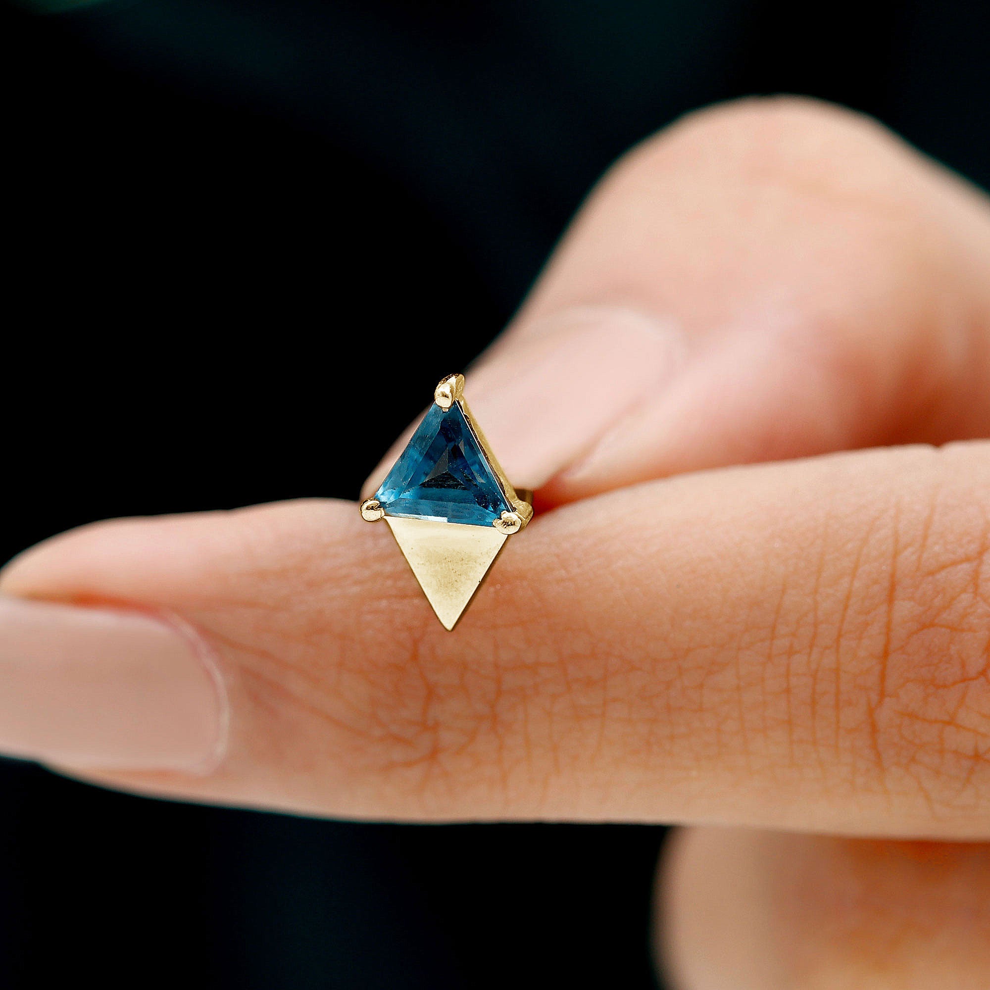 Triangle London Blue Topaz Geometric Earring London Blue Topaz - ( AAA ) - Quality - Rosec Jewels