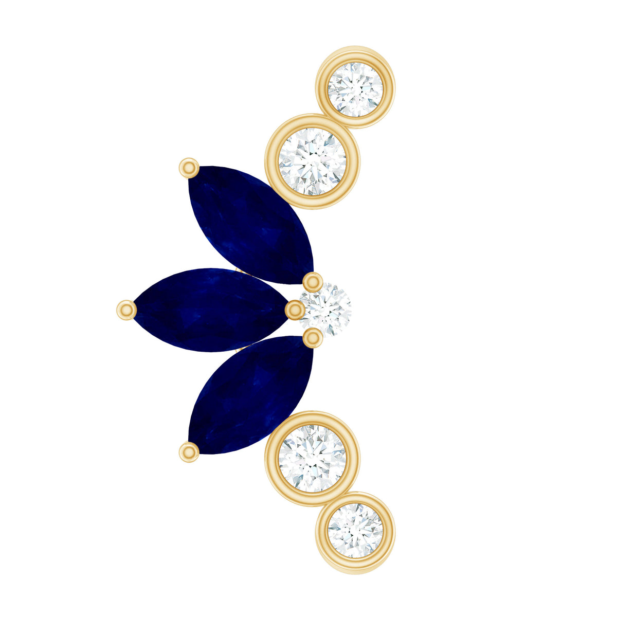 Rosec Jewels Natural Blue Sapphire Ear Crawler Earring