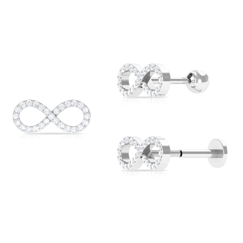 Round Diamond Infinity Earring for Cartilage Piercing Diamond - ( HI-SI ) - Color and Clarity - Rosec Jewels
