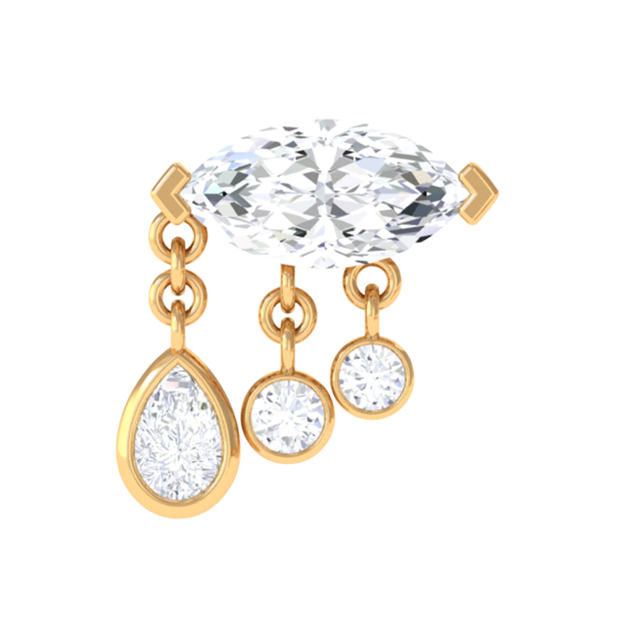 Marquise Diamond Drop Earring for Helix Piercing Natural - ( HI-SI ) - Rosec Jewels