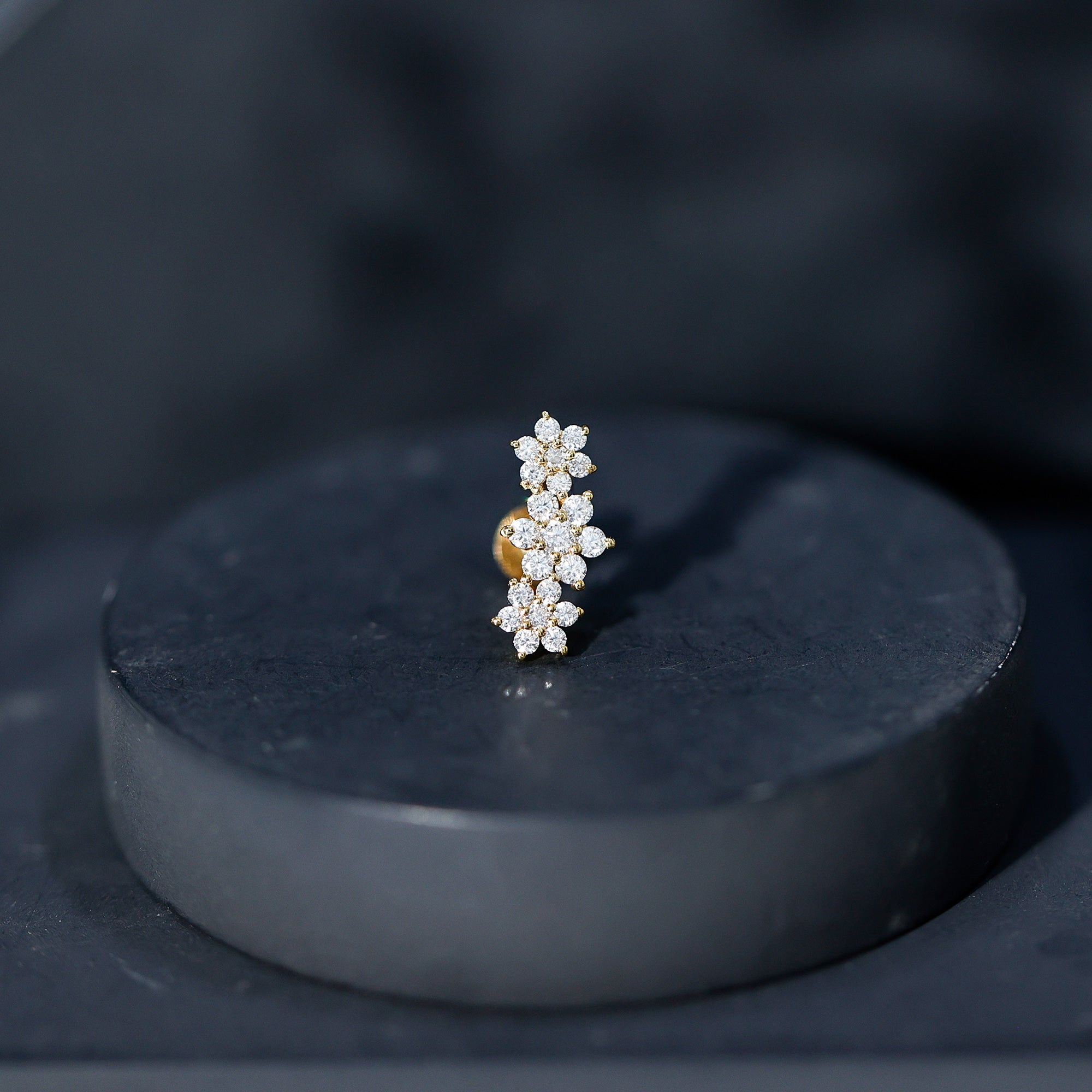 Certified Moissanite Flower Ear Crawler Earring for Women D-VS1 - Rosec Jewels
