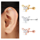 Marquise and Round Moissanite Curved Climber Earring Moissanite - ( D-VS1 ) - Color and Clarity - Rosec Jewels