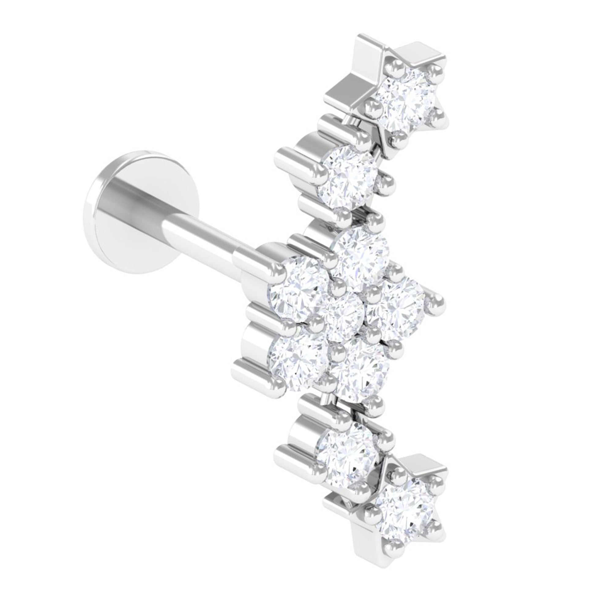 Unique Moissanite Star Crawler Earring for Helix Piercing Moissanite - ( D-VS1 ) - Color and Clarity - Rosec Jewels