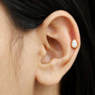 Pear Shape Moissanite Helix Earring in Beaded Bezel Setting Moissanite - ( D-VS1 ) - Color and Clarity - Rosec Jewels