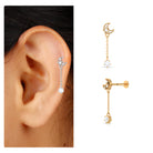 Moissanite Celestial Chain Drop Earring for Helix Piercing D-VS1 - Rosec Jewels