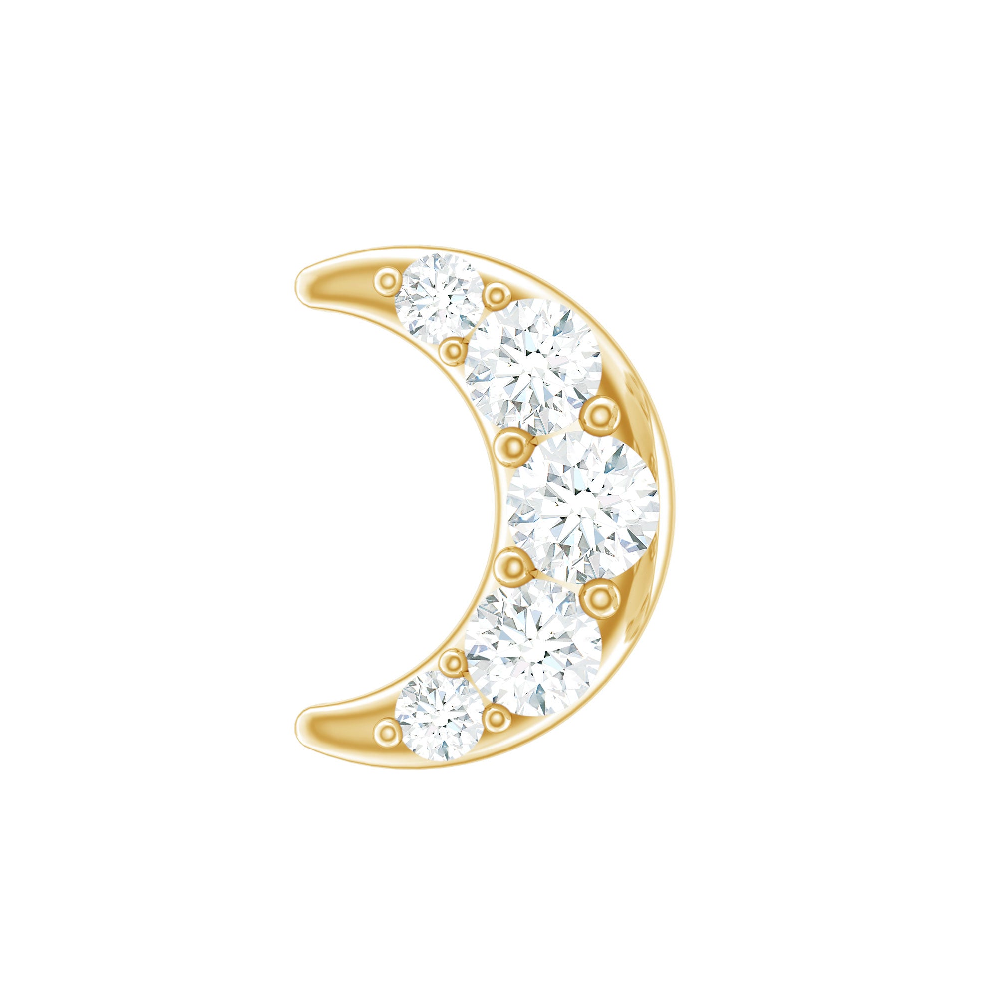 Moissanite Crescent Moon Helix Earring in Gold