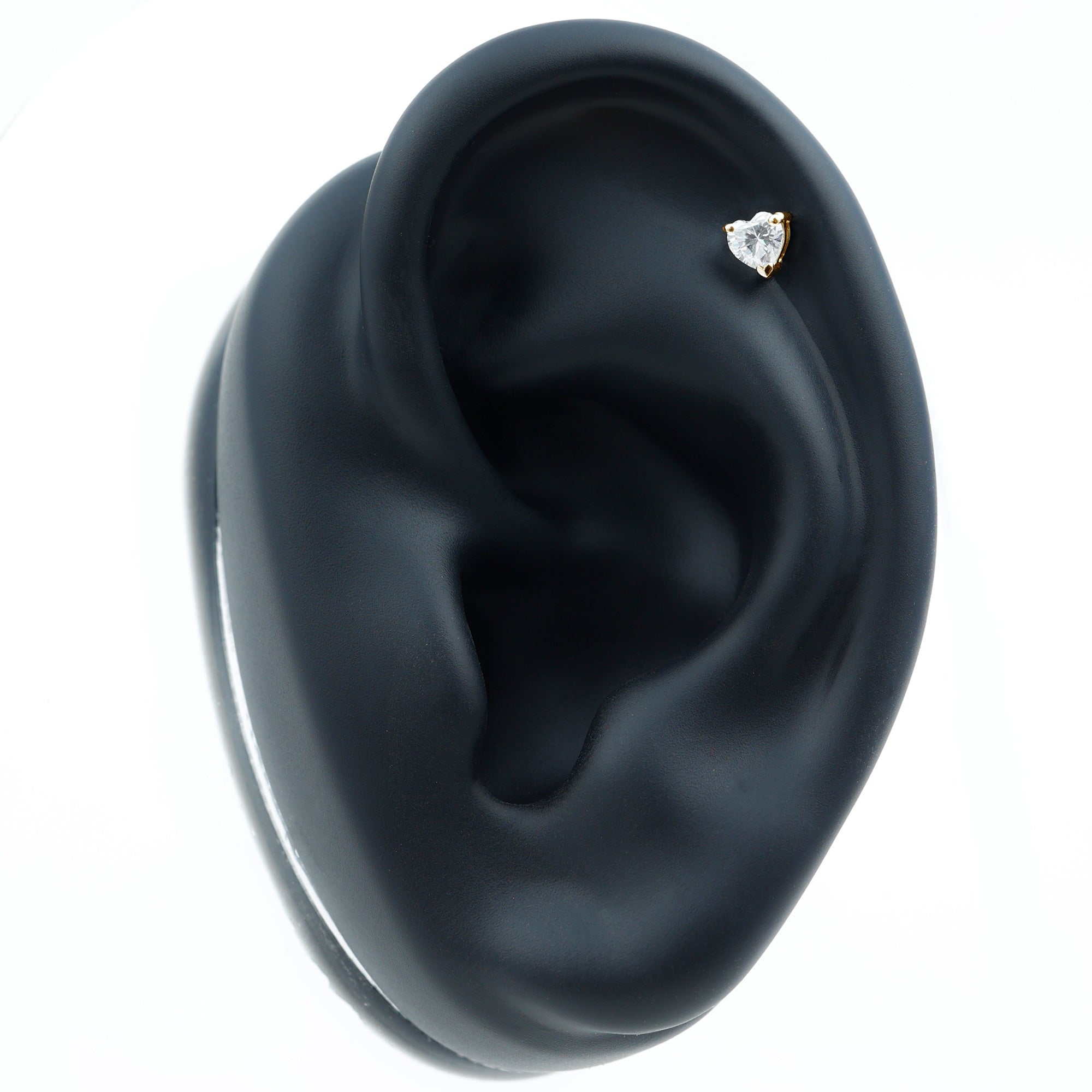 Heart Shape Moissanite Earring for Tragus Piercing Moissanite - ( D-VS1 ) - Color and Clarity - Rosec Jewels