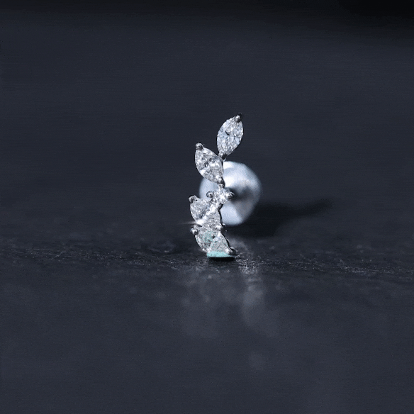 Marquise Diamond Cluster Earring for Helix Piercing Diamond - ( HI-SI ) - Color and Clarity - Rosec Jewels
