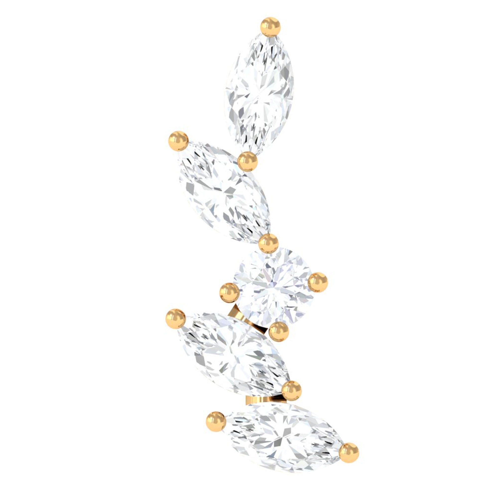 Marquise Shape Diamond Leaf Crawler Helix Earring Natural - ( HI-SI ) - Rosec Jewels