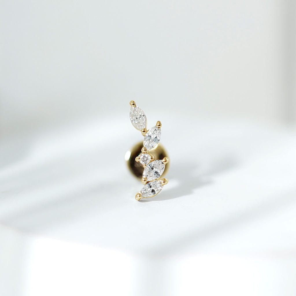 Marquise Diamond Cluster Earring for Helix Piercing Diamond - ( HI-SI ) - Color and Clarity - Rosec Jewels