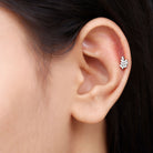 Natural Diamond Olive Leaf Earring for Cartilage Piercing Natural - ( HI-SI ) - Rosec Jewels
